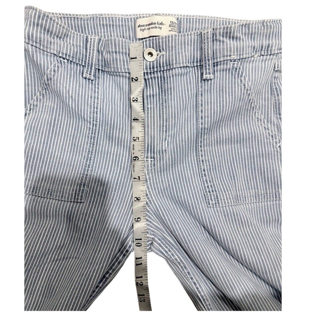 Abercrombie Kids High Rise Wide Leg Striped Jeans Blue White Size 13/14 Regular - Picture 4 of 12